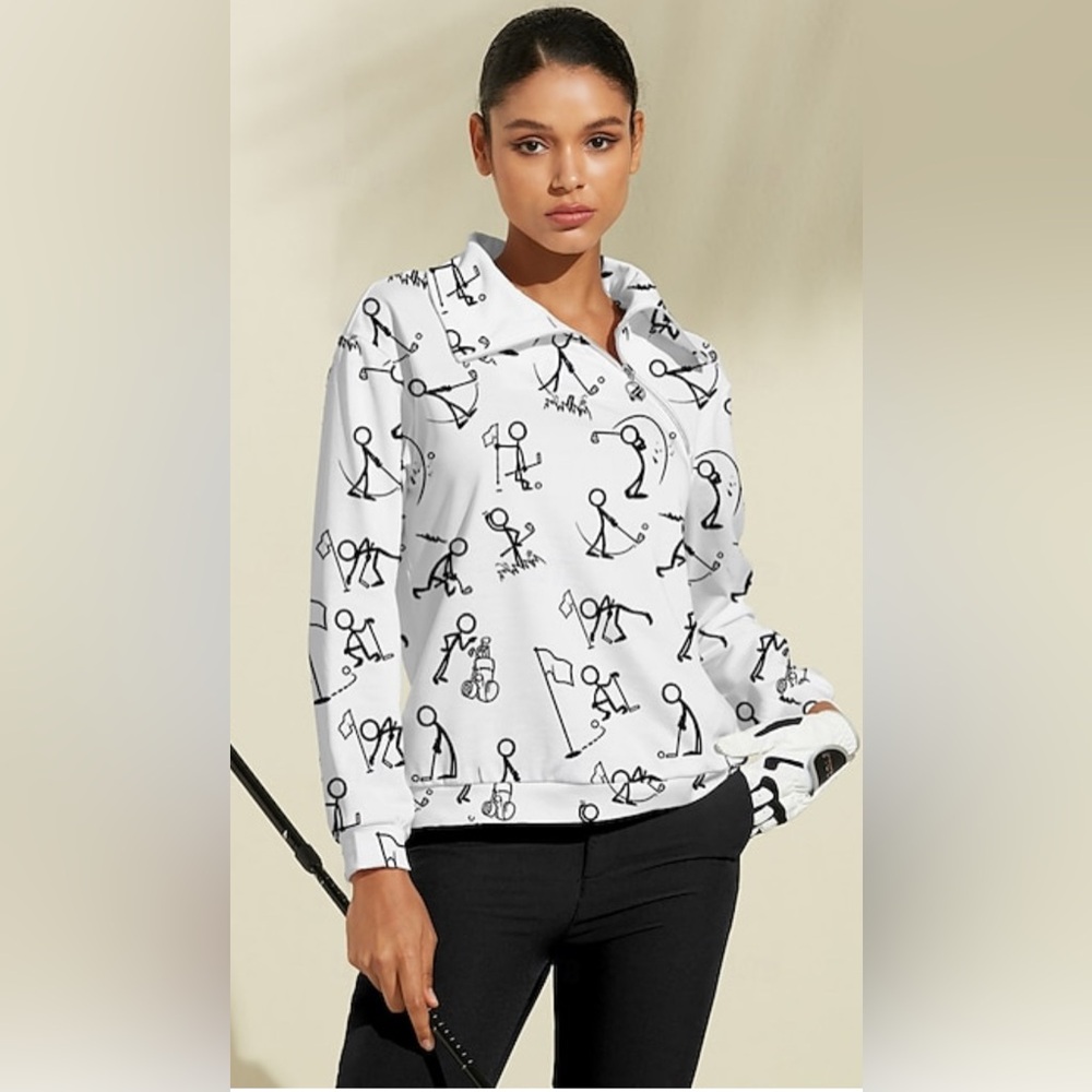 AceGolfs Hyper-prep Golf Stick Person 1/4 Zip Pullover Sweatshirt Women’s Sz.S - Picture 10 of 10